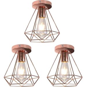 AXHUP - Lámpara de Techo Industrial Vintage 3 Piezas - E27 - Oro Rosa AXHUP - Lámpara de Techo Industrial Vintage 3 Piezas - E27 - Oro Rosa