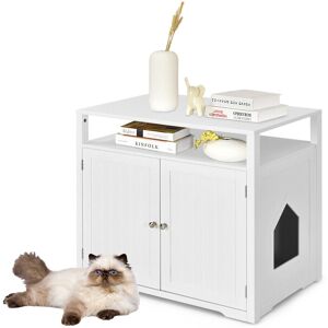 Costway - Cat Litter Box Enclosure - Wooden - Hidden Costway - Cat Litter Box Enclosure - Wooden - Hidden