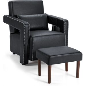 Costway - Leathaire Armchair - Footstool - Armchair Set Costway - Leathaire Armchair - Footstool - Armchair Set