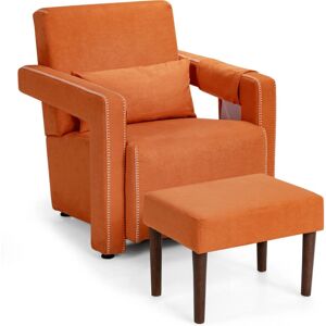 Costway - Suede Fabric Armchair - Armchair Set Costway - Suede Fabric Armchair - Armchair Set