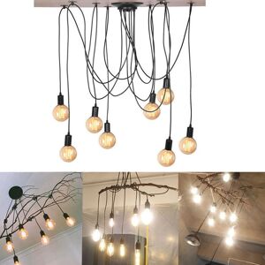 AXHUP Vintage Industrial Pendant Light - 8 Lights, 150cm, Black AXHUP Vintage Industrial Pendant Light - 8 Lights, 150cm, Black