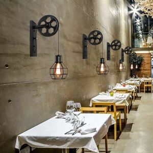 AXHUP 2 Piezas Vintage Lámpara de Pared Industrial con Polea - Luz para Dormitorio y Bar AXHUP 2 Piezas Vintage Lámpara de Pared Industrial con Polea - Luz para Dormitorio y Bar