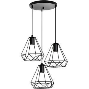 Axhup - 3 Luces Lámpara Colgante Industrial E27 LED 40W Ø20cm Negro Vintage Axhup - 3 Luces Lámpara Colgante Industrial E27 LED 40W Ø20cm Negro Vintage