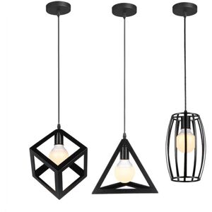 AXHUP Lámpara Colgante Geométrica de 3 Luces - Estilo Industrial Negro AXHUP Lámpara Colgante Geométrica de 3 Luces - Estilo Industrial Negro