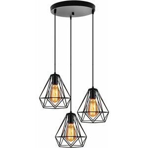 AXHUP Vintage Pendant Light - 20cm Diameter, 3 E27 Bulb Fixture AXHUP Vintage Pendant Light - 20cm Diameter, 3 E27 Bulb Fixture