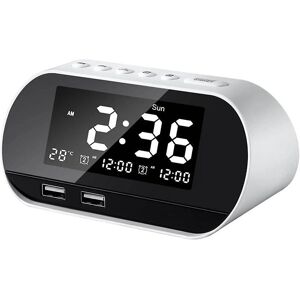 GreenZech White Dual USB LCD Alarm Clock - Sleep Dimmer GreenZech White Dual USB LCD Alarm Clock - Sleep Dimmer