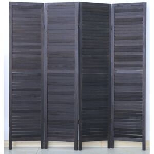 PEGANE - Paravento persiana di 4 pannelli in legno, colore nero - Dim : A170 x L160 cm - Publicité PEGANE - Paravento persiana di 4 pannelli in legno, colore nero - Dim : A170 x L160 cm - Publicité