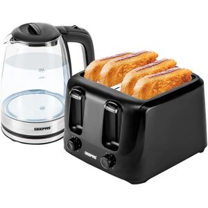 Geepas 4 Slice Bread Toaster & 1.7L Illuminating Glass Kettle Set Geepas 4 Slice Bread Toaster & 1.7L Illuminating Glass Kettle Set