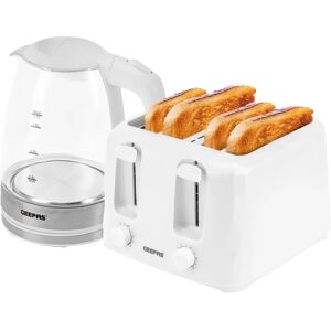 Geepas - 4 Slice Bread Toaster & Illuminating Electric Glass Kettle Set Geepas - 4 Slice Bread Toaster & Illuminating Electric Glass Kettle Set