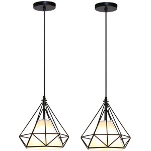 Hanging Diamond Pendant Light - Industrial Style, Black, 20cm Hanging Diamond Pendant Light - Industrial Style, Black, 20cm