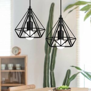 AXHUP Vintage Pendant Light 2 Pack - Black, Ø20cm Industrial Ceiling Lamp AXHUP Vintage Pendant Light 2 Pack - Black, Ø20cm Industrial Ceiling Lamp
