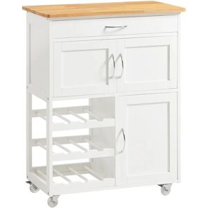 SoBuy FKW45-WN carrello da servizio - Carrello cucina con piano in legno di caucciù SoBuy FKW45-WN carrello da servizio - Carrello cucina con piano in legno di caucciù