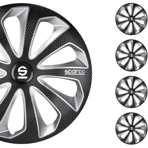 Sparco 14 hüvelykes kerékvédők - 4 részes készlet - Fekete / Ezüst / Szénfiber Sparco 14 hüvelykes kerékvédők - 4 részes készlet - Fekete / Ezüst / Szénfiber