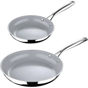 MasterPro Argent 3 Set of 2 Stainless Steel Non-stick Frying Pan 20cm/26cm Silver - Frying Pan Set MasterPro Argent 3 Set of 2 Stainless Steel Non-stick Frying Pan 20cm/26cm Silver - Frying Pan Set