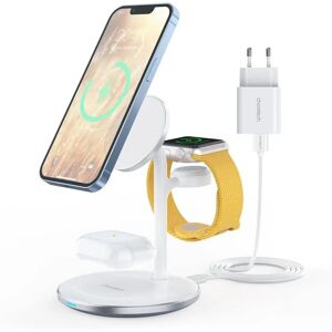 Choetech T585-F Station de charge sans fil 3-en-1 pour iPhone 12/13, AirPods Pro, Apple Watch - Blanc - Publicité Choetech T585-F Station de charge sans fil 3-en-1 pour iPhone 12/13, AirPods Pro, Apple Watch - Blanc - Publicité