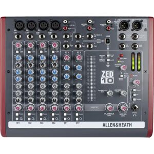 Mixeur audio compact Allen & Heath ZED10 - 10 canaux - Noir, Rouge - Publicité Mixeur audio compact Allen & Heath ZED10 - 10 canaux - Noir, Rouge - Publicité