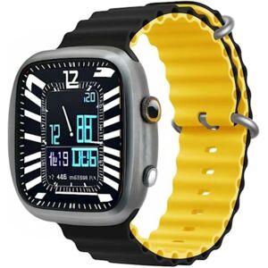 Bracelet en silicone pour Apple Watch - Noir/Jaune - Série Sport6 - Publicité Bracelet en silicone pour Apple Watch - Noir/Jaune - Série Sport6 - Publicité