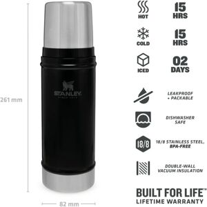 Stanley Classic Thermo Flask - 470ml Black Stanley Classic Thermo Flask - 470ml Black