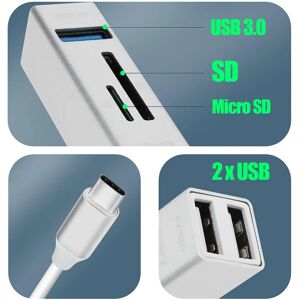 LinQ Silver 5-in-1 USB-C Hub - USB, SD, Micro-SD Reader - Portable LinQ Silver 5-in-1 USB-C Hub - USB, SD, Micro-SD Reader - Portable