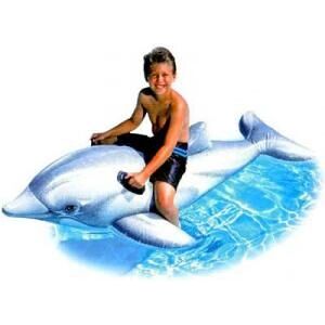 Intex Lil' Dolphin Ride-On Inflatable Toy - Safe, 175x66cm Intex Lil' Dolphin Ride-On Inflatable Toy - Safe, 175x66cm