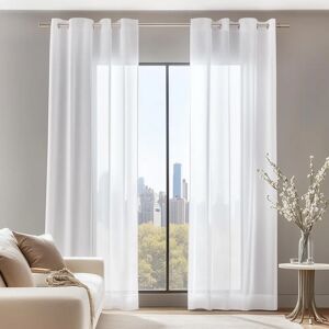 Cortinas decorativas brancas de voile Deconovo - 2 painéis 132x160 cm - Decoração interior Cortinas decorativas brancas de voile Deconovo - 2 painéis 132x160 cm - Decoração interior