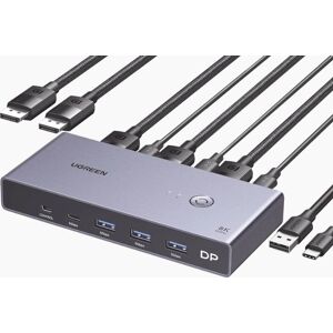 Ugreen 25962 Switch KVM Displayport 8K@60Hz - Suporta 4K@240Hz, 4 Portas USB, para 2 Computadores Ugreen 25962 Switch KVM Displayport 8K@60Hz - Suporta 4K@240Hz, 4 Portas USB, para 2 Computadores