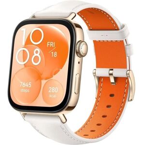 Huawei - Watch Fit 3 - Guld - Vitt läderrem - Smartklocka Huawei - Watch Fit 3 - Guld - Vitt läderrem - Smartklocka