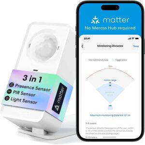 Senzor de Prezență Meross MS600 - Detectare Dublă Interior Senzor de Prezență Meross MS600 - Detectare Dublă Interior