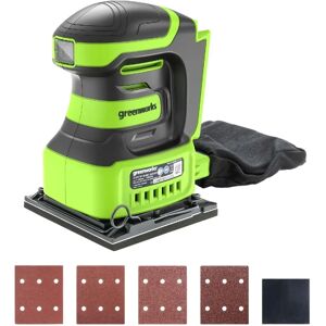 Greenworks G24SS14 Sheet Sander - 12000 RPM, Battery, Black & Green Greenworks G24SS14 Sheet Sander - 12000 RPM, Battery, Black & Green