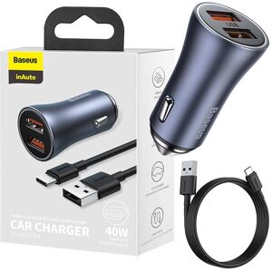 Chargeur voiture Baseus - 40W USB double Charge rapide Gris Chargeur voiture Baseus - 40W USB double Charge rapide Gris