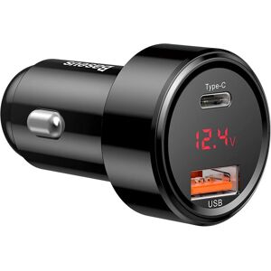 Baseus Bil-Lader - 45W Rask Ladning - Doble USB & Type-C Baseus Bil-Lader - 45W Rask Ladning - Doble USB & Type-C