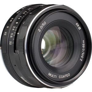 Objectif Meike 50mm F2.0 pour Sony E - Design métallique compact - Publicité Objectif Meike 50mm F2.0 pour Sony E - Design métallique compact - Publicité