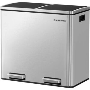 SONGMICS Double Recycling Bin - 48L Stainless Steel SONGMICS Double Recycling Bin - 48L Stainless Steel
