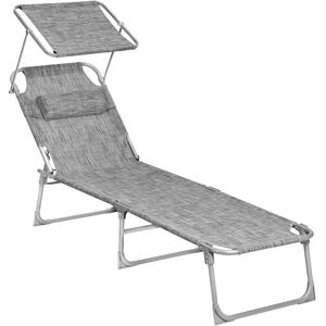 SONGMICS Garden Sun Lounger with Adjustable Sunshade - Lightweight & Foldable SONGMICS Garden Sun Lounger with Adjustable Sunshade - Lightweight & Foldable