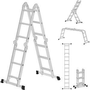 Songmics Silver Multi-purpose Aluminum Ladder - 150kg Capacity Songmics Silver Multi-purpose Aluminum Ladder - 150kg Capacity