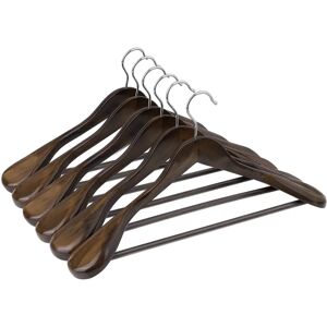 SONGMICS Set of 6 Solid Wood Suit Hangers - Wide Shoulder, Anti-slip - Dark Walnut - Clothes Hangers SONGMICS Set of 6 Solid Wood Suit Hangers - Wide Shoulder, Anti-slip - Dark Walnut - Clothes Hangers
