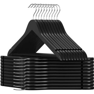 SONGMICS Black Wooden Coat Hangers with Shoulder Notches - 20 pcs SONGMICS Black Wooden Coat Hangers with Shoulder Notches - 20 pcs