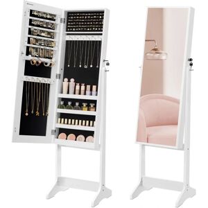 Songmics White Jewelry Armoire Full-Length Mirror Lockable Storage - Jewelry Cabinet Songmics White Jewelry Armoire Full-Length Mirror Lockable Storage - Jewelry Cabinet
