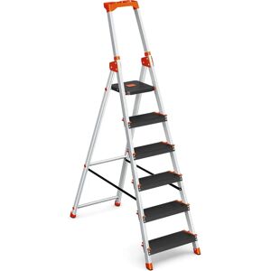 SONGMICS 6 Steps Ladder - Aluminium Folding Step with Tool Tray - 150 kg Max SONGMICS 6 Steps Ladder - Aluminium Folding Step with Tool Tray - 150 kg Max