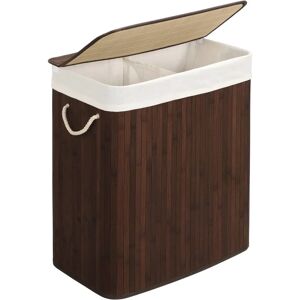 Pricenet Bamboo laundry basket with lid and double sections - Laundry Basket Pricenet Bamboo laundry basket with lid and double sections - Laundry Basket