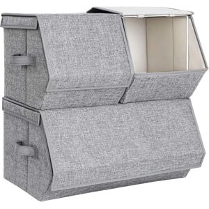 SONGMICS Conjunto de 3 Caixas Empilháveis de Armazenamento - Caixas de Armazenamento SONGMICS Conjunto de 3 Caixas Empilháveis de Armazenamento - Caixas de Armazenamento