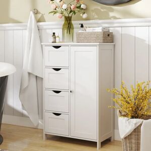 VASAGLE White Bathroom Floor Storage Cabinet - 4 Drawers, 30x55x82 cm VASAGLE White Bathroom Floor Storage Cabinet - 4 Drawers, 30x55x82 cm