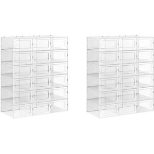 SONGMICS Shoe Storage Organizer - Stackable, Transparent + White - Fits UK 10.5 SONGMICS Shoe Storage Organizer - Stackable, Transparent + White - Fits UK 10.5