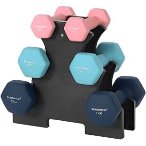 Songmics Hex Dumbbells Set, Pink + Aqua + Blue - Dumbbell Set Songmics Hex Dumbbells Set, Pink + Aqua + Blue - Dumbbell Set
