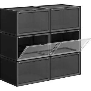 Set de 6 cajas de zapatos apilables negras Songmics - Almacenamiento de calzado Set de 6 cajas de zapatos apilables negras Songmics - Almacenamiento de calzado
