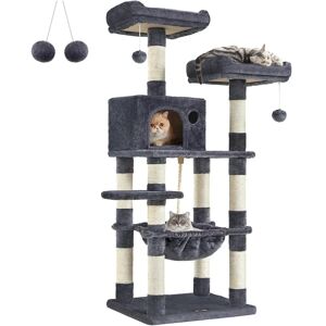 Feandrea Cat Tree Dual Platforms - 143cm, Smoky Grey - Cat Tower Feandrea Cat Tree Dual Platforms - 143cm, Smoky Grey - Cat Tower