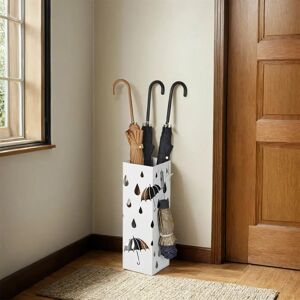 SONGMICS White Metal Umbrella Stand with Hooks - Umbrella Stand SONGMICS White Metal Umbrella Stand with Hooks - Umbrella Stand