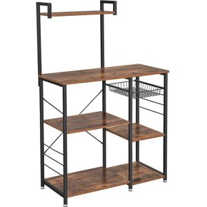 Étagère de boulangerie rustique Vasagle UKKS35X avec étagères, support micro-ondes, noir/marron Étagère de boulangerie rustique Vasagle UKKS35X avec étagères, support micro-ondes, noir/marron