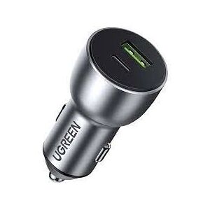 Ugreen 60980 Car Charger - Fast Charging, Dual USB-C & USB-A, Gray Ugreen 60980 Car Charger - Fast Charging, Dual USB-C & USB-A, Gray