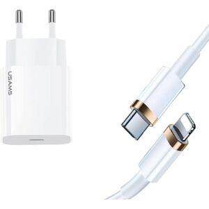 Usams Weiß 20W USB-C Ladegerät mit Lightning Kabel - Schnellladung Usams Weiß 20W USB-C Ladegerät mit Lightning Kabel - Schnellladung